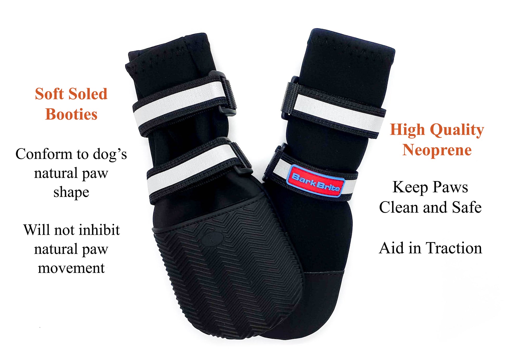 Dog wearing Bark Brite neoprene booties on grass