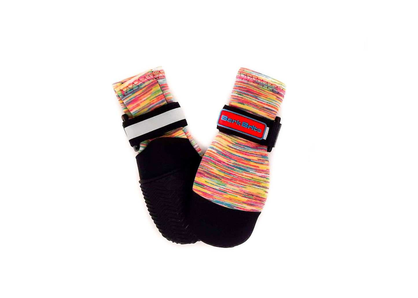 All-weather Bark Brite neoprene dog booties on trail