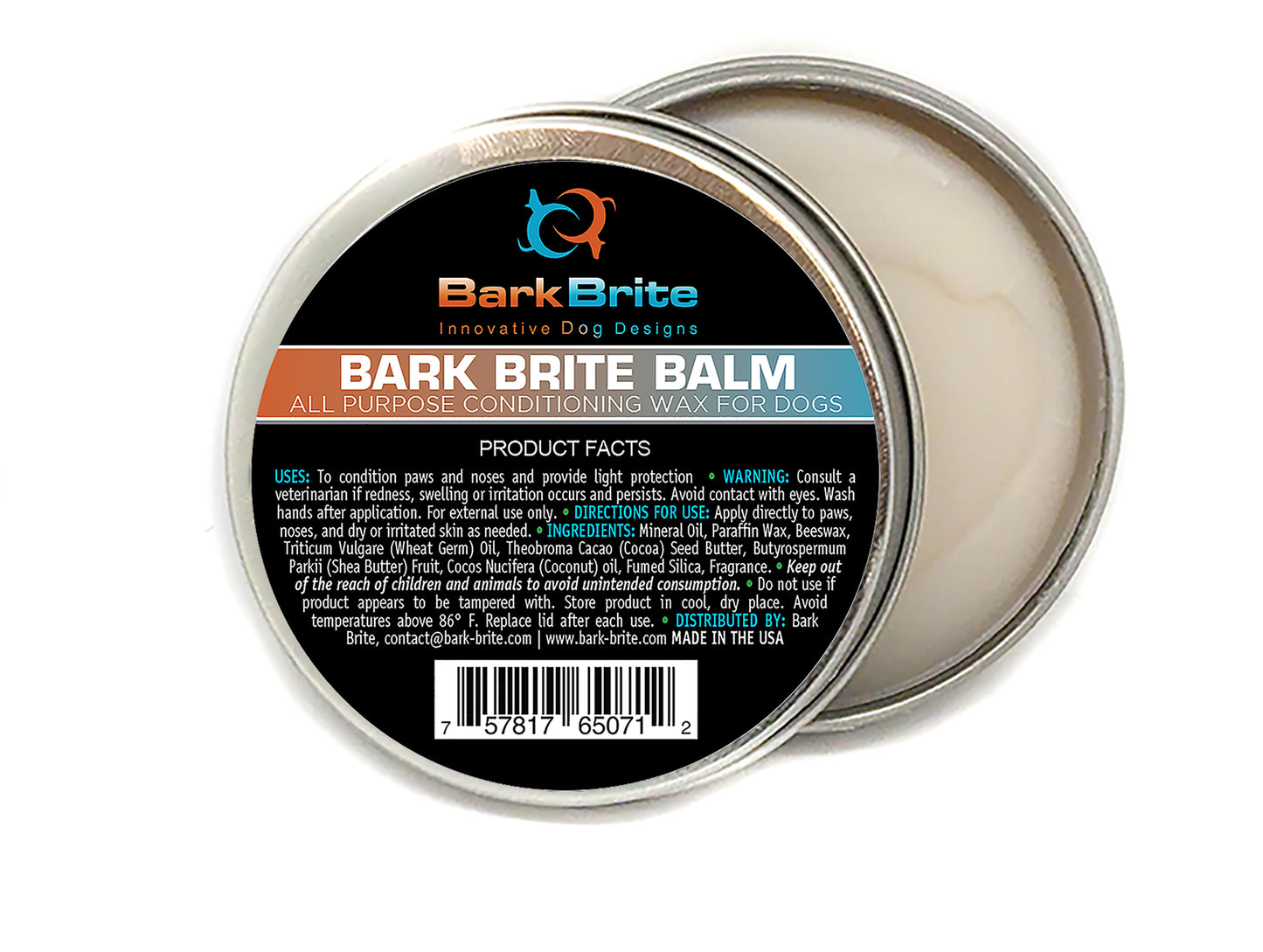 Bark Brite Balm- All Natural Conditioning Balm for Dog Paws and Noses