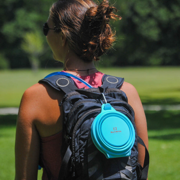 Portable Bark Brite double dog bowl for travel